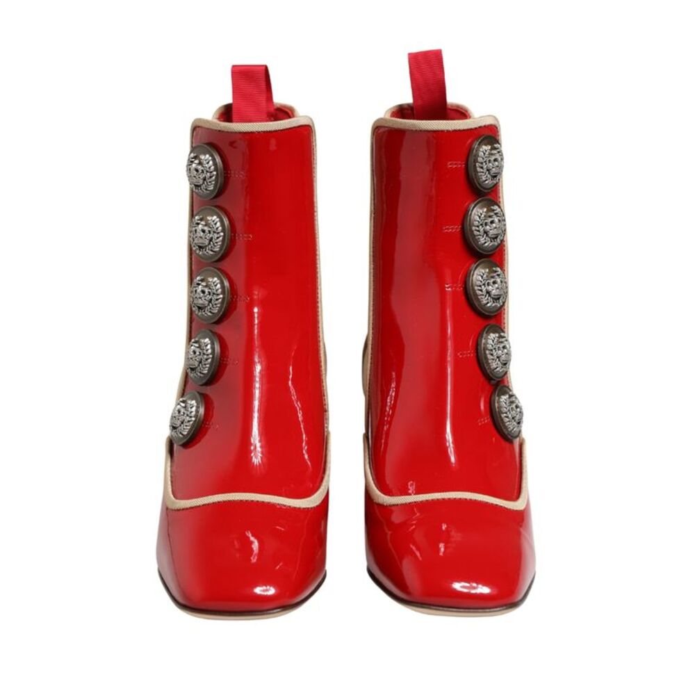 Dolce & Gabbana Red Button Embellished Ankle Boots Women's Shoes - Picture 2 of 5